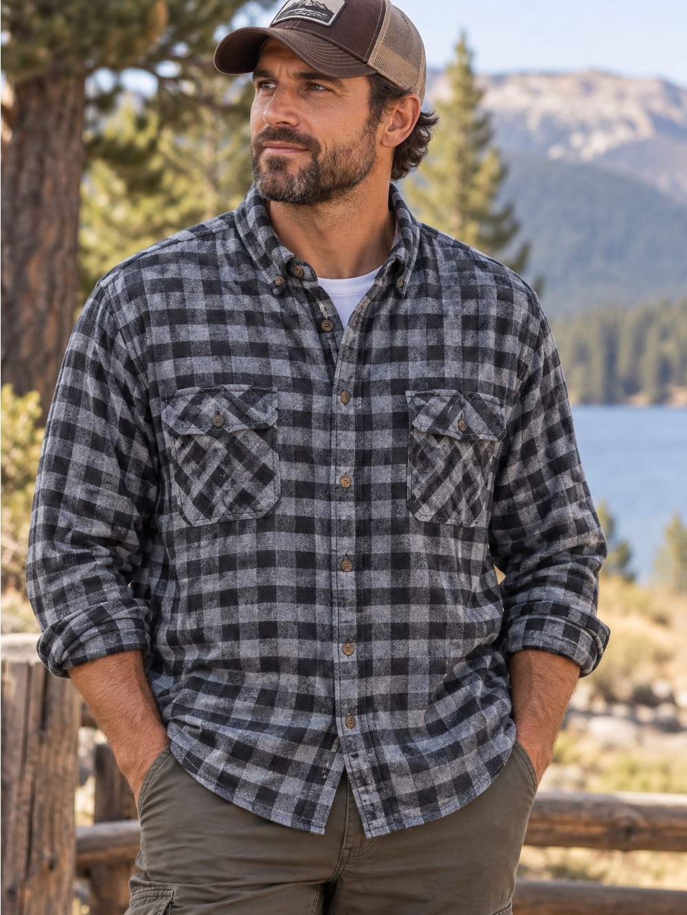 Field & Stream Heavy Cotton Plaid Hiking Camping Button Down Shirt Size 2XL